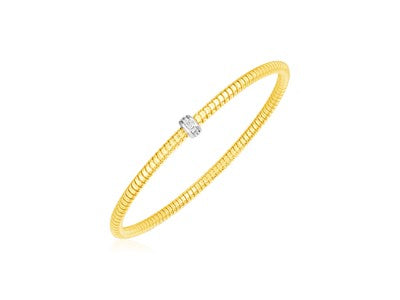 14k Yellow Gold Stretch Bangle with Diamonds