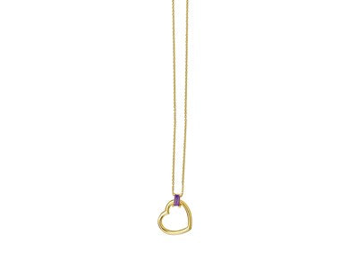 14K Yellow Gold Amethyst Heart Necklace