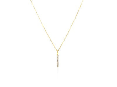 14k Yellow Gold Bar Pendant with Diamonds