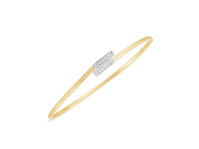 14k Two Tone Gold Diamond Bypass Bar Bangle