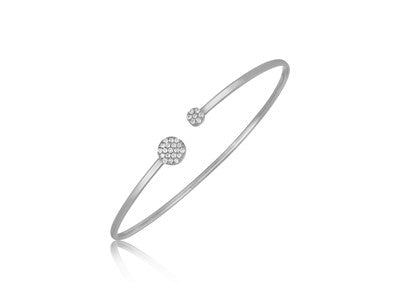 14k White Gold High Polish Diamond Cluster Bangle