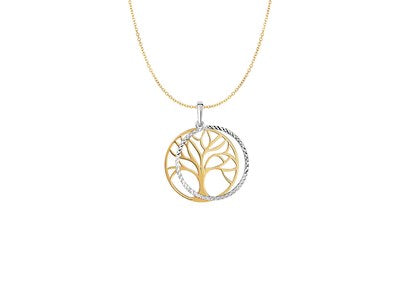 Two Layer Tree Pendant in 14k Two Tone Gold