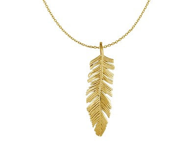 Feather Pendant in 10k Yellow Gold