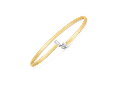 14k Two Tone Gold Diamond Nail Style Bangle