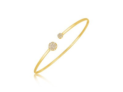 14k Yellow Gold High Polish Diamond Cluster Bangle