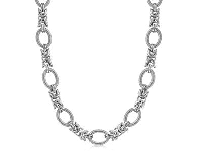 Sterling Silver Knot Design and Textured Oval Necklace