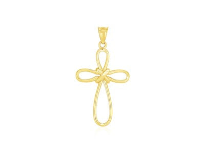 Looped Knot Cross Pendant in 14k Yellow Gold