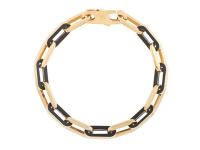 14k Yellow Gold Black Onyx Paperclip Bracelet