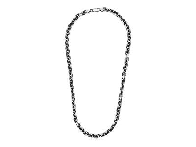 Sterling Silver Gunmetal Finish Oval Link Necklace