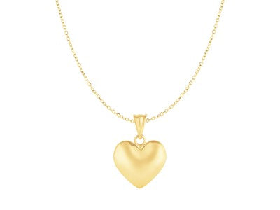 Puffed Heart Pendant in 10k Yellow Gold