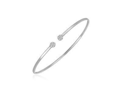 14k White Gold Polished Diamond Cluster Bangle