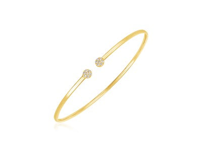 14k Yellow Gold Polished Diamond Cluster Bangle