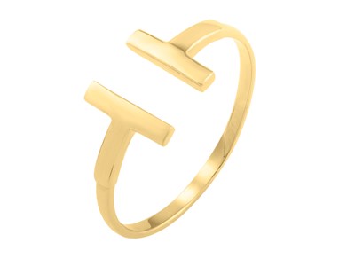14K Yellow Gold T Bar Ring