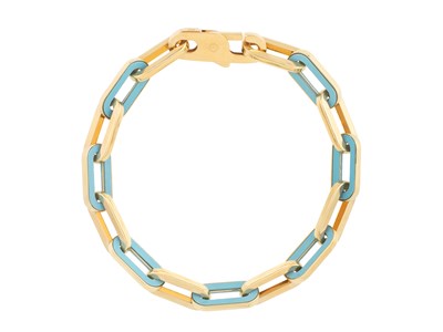 14k Yellow Gold Turquoise Paperclip Bracelet