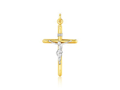 Two Tone Cross Pendant in 14k Gold