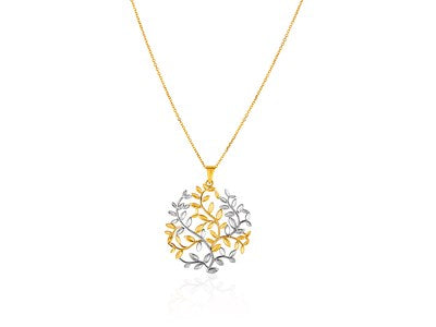 Vine Motif Pendant in 14k Two Tone Gold