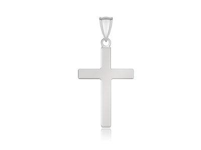 Flat Cross Pendant in 14k White Gold