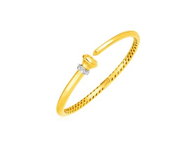 14k Yellow Gold Hinged Bangle with Diamonds